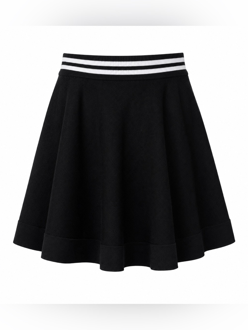 House of Harlow 1960 Black Knit Mini Skort with Striped Waistband Size Small